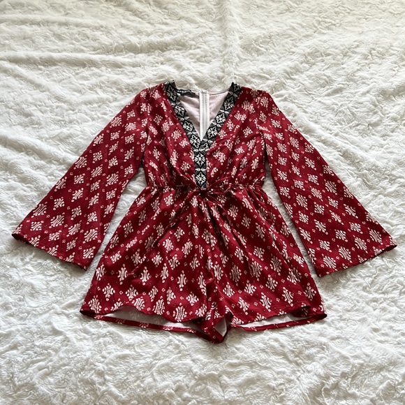 Parisian Petite Border Print Romper with Tie Waist US Size 4P - Picture 2 of 6